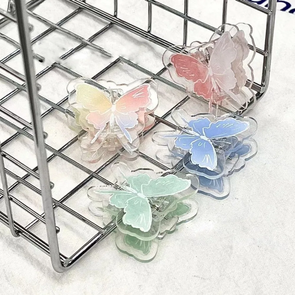Gradient Butterfly Acrylic Paper Clip Y2k Decorative Cute PP Clip Bookmark Acrylic Cartoon Memo Clip Desk Organizer