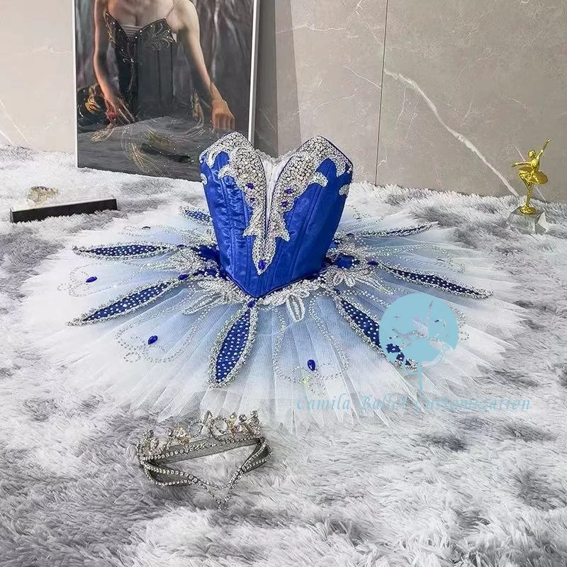 

Camila's new high-end blue bird flash diamond variation TUTU grade competition skirt tailored for adults and children
