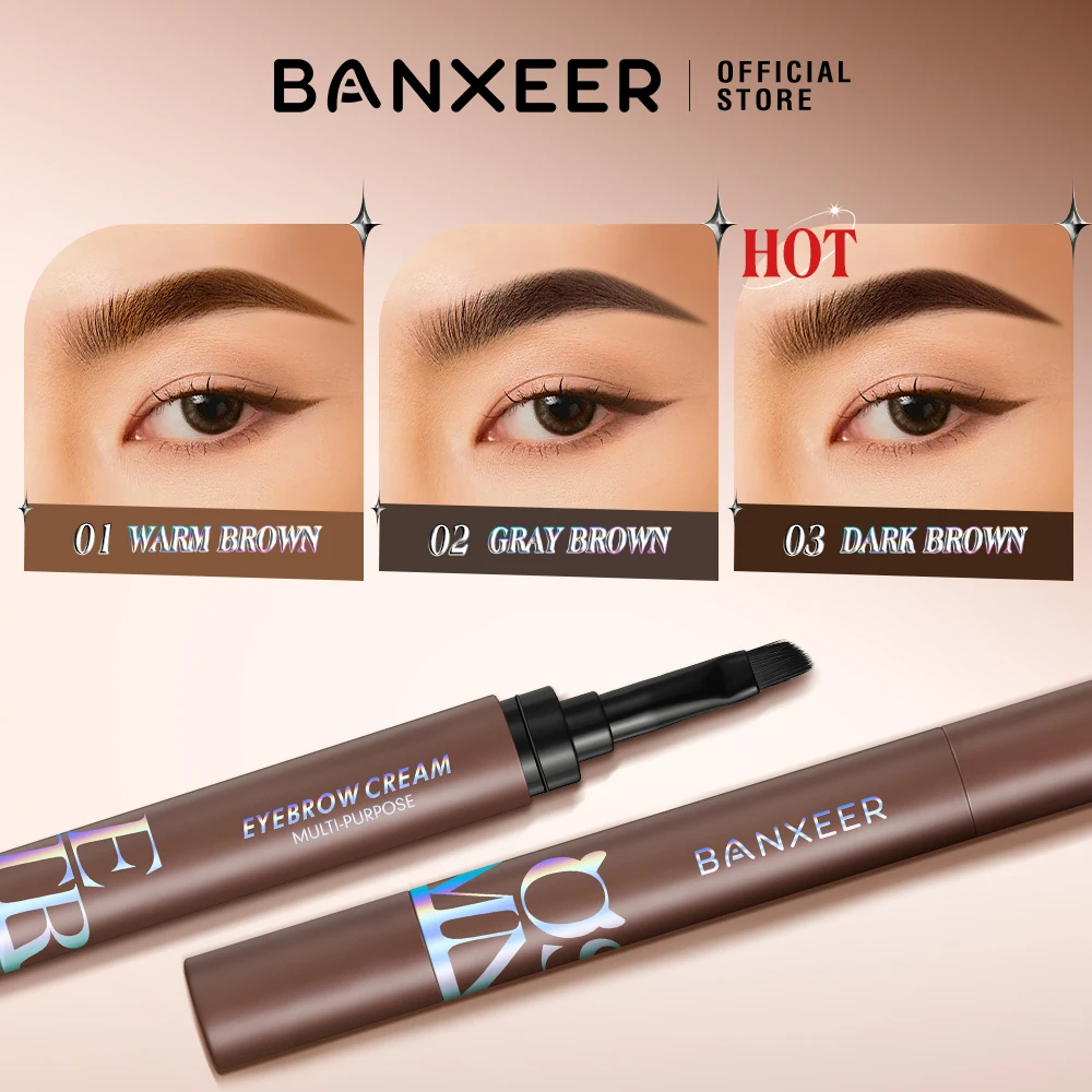 BANXEER Eyebrow Pomade Brow Gel ครีม 4 สีธรรมชาติกันน้ํา Long Lasting Highly Tint Eyebrow Shade พร้อมแปรงแต่งหน้า