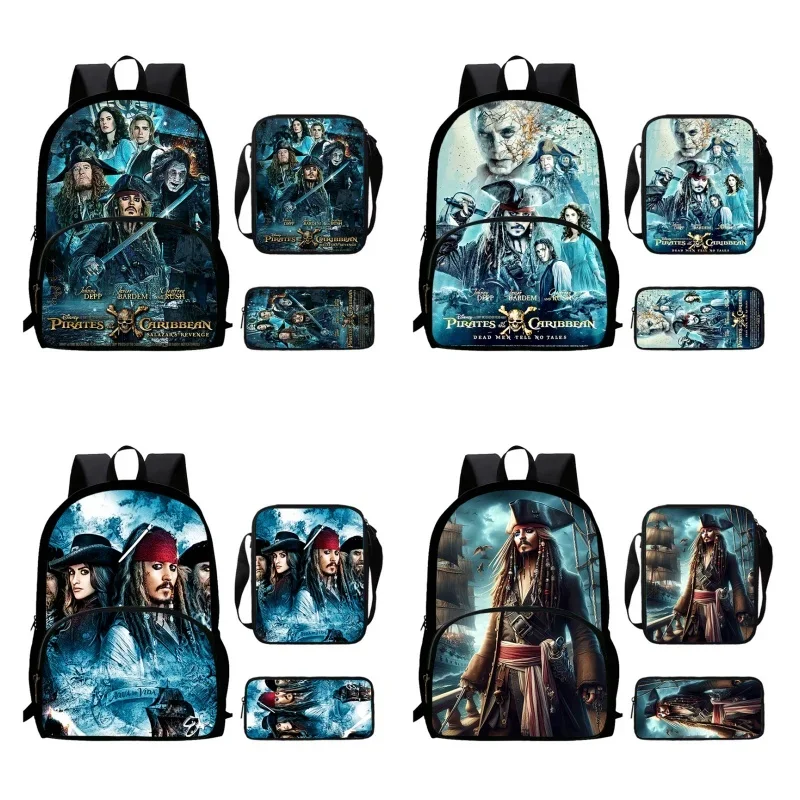 Cartoon Pirates Child School Backpack with Front Pocket,Shoulder Bags,Pencil Bags for Aged 5-10,Cartoon School Bags for Boy Girl