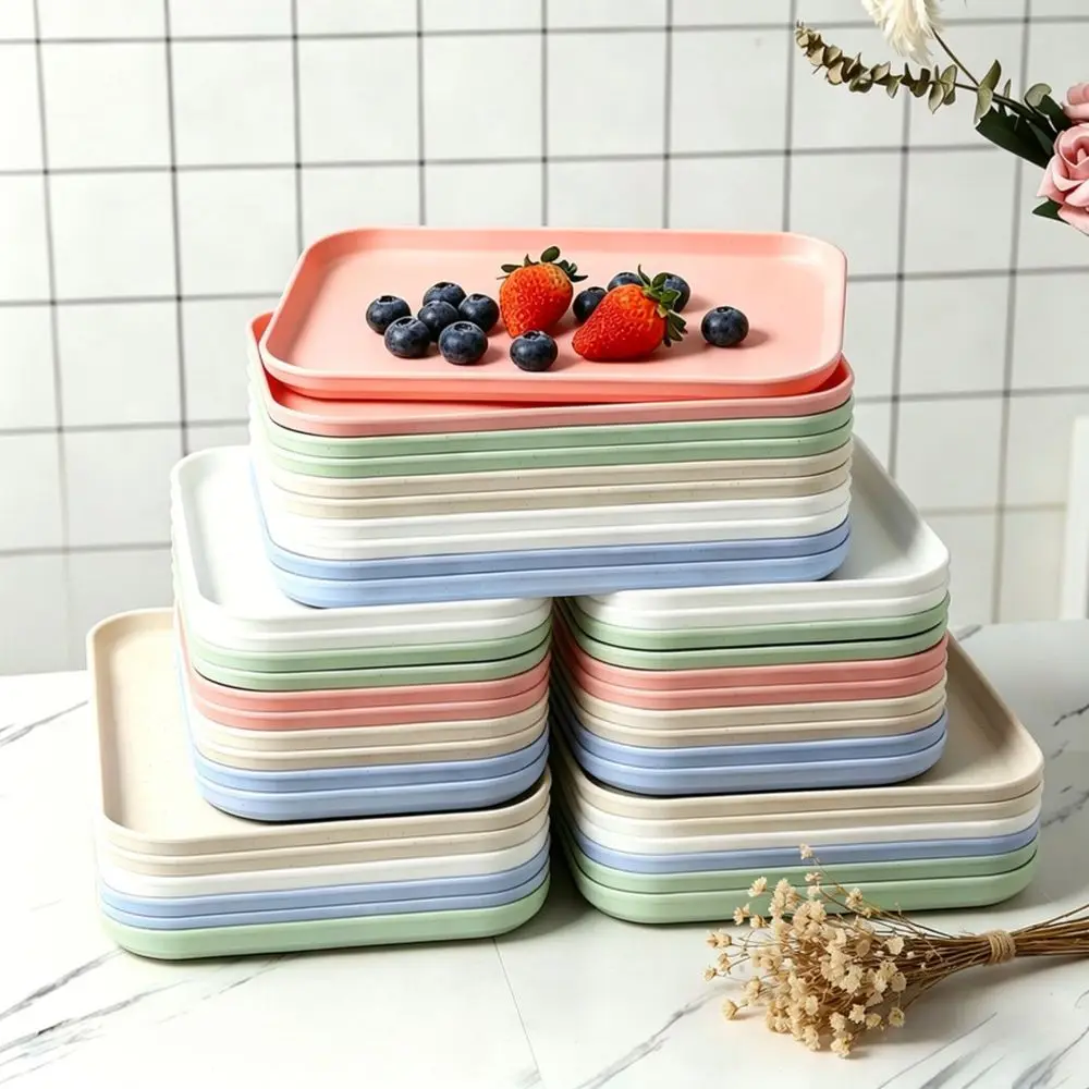 Elegant Nordic Plastic Tray Rectangular Serving Plate Modern Home Kitchen Decor Storage Organizer Snack Display