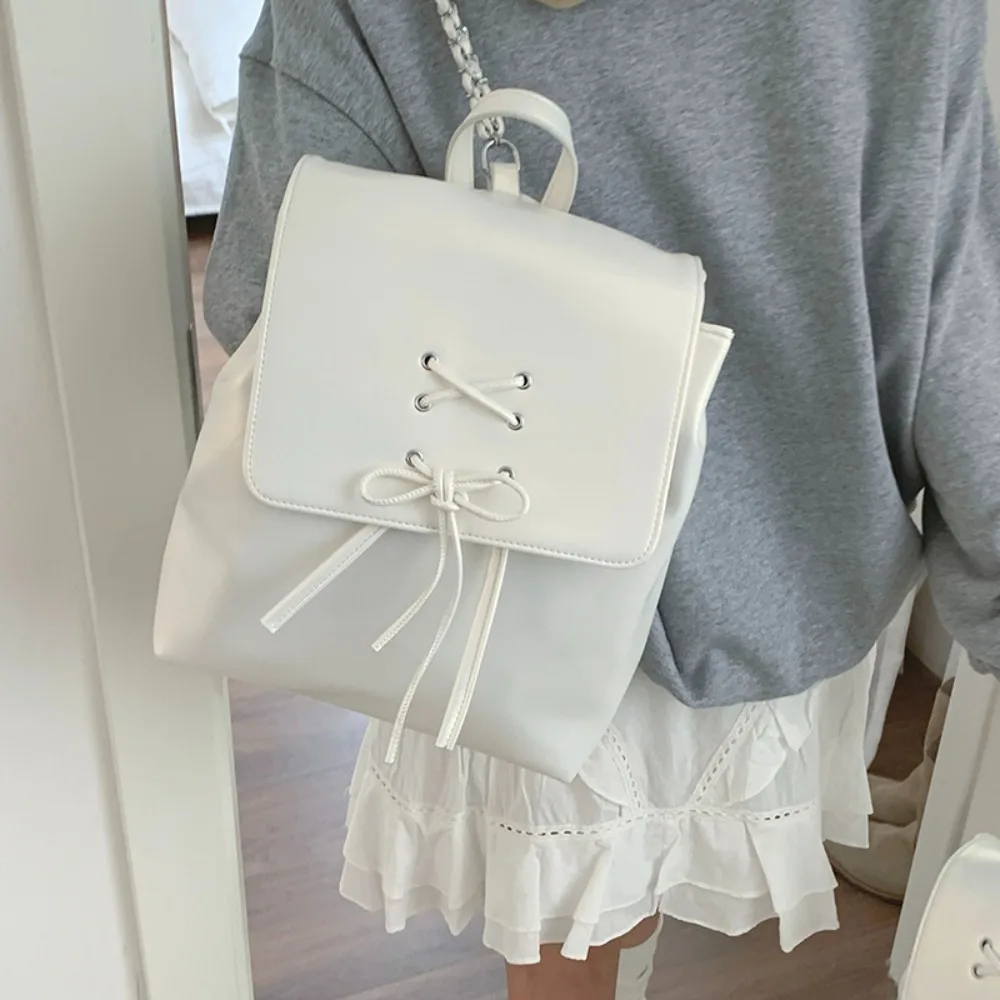 Women Sweet Ballet England Style Bow Handbags All-match Student Lace Up Minority Single-Shoulder Bag Drawstring Casual Backpacks