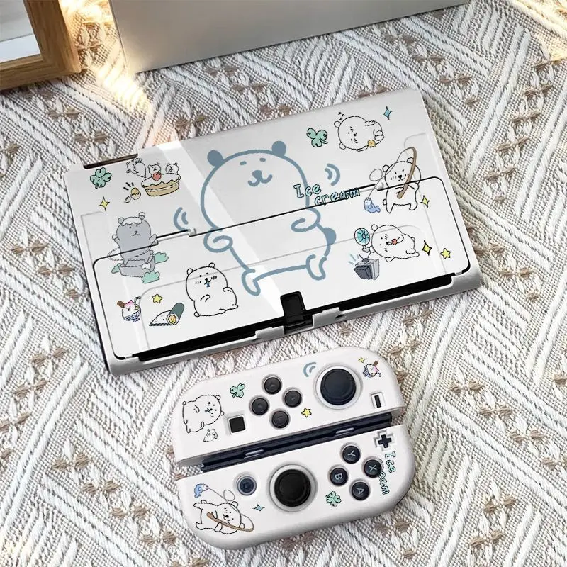 Anime Self Mocking Bear for Switch OLED Protective Case Cute Drop Proof Game Console Accessory Hard Shell Cartoon Design Kawaii