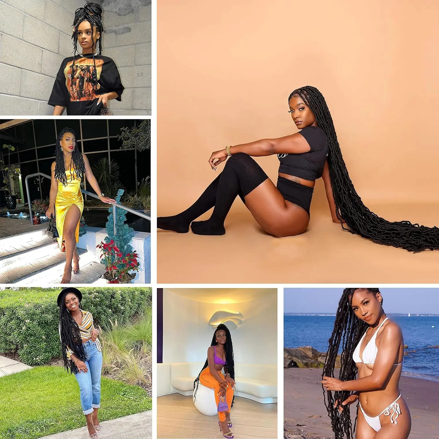 1/6 عبوات من شعر كروشيه فو لوكس 36/42/46 بوصة لينة لوكس لشاعر كروشيه على شكل فراشة لوكس للنساء شعر صناعي #6