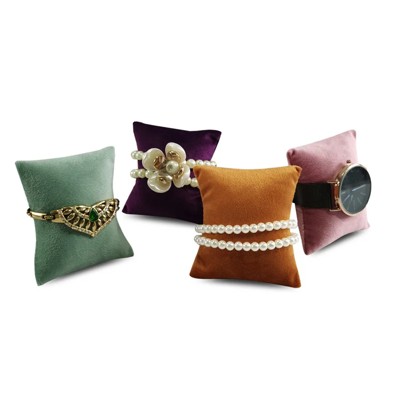 Multi-Color Velvet Jewelry Display Pillow - Watch Bracelet Bangle Anklet Organizer Hand-held Fashion Accessory Holder