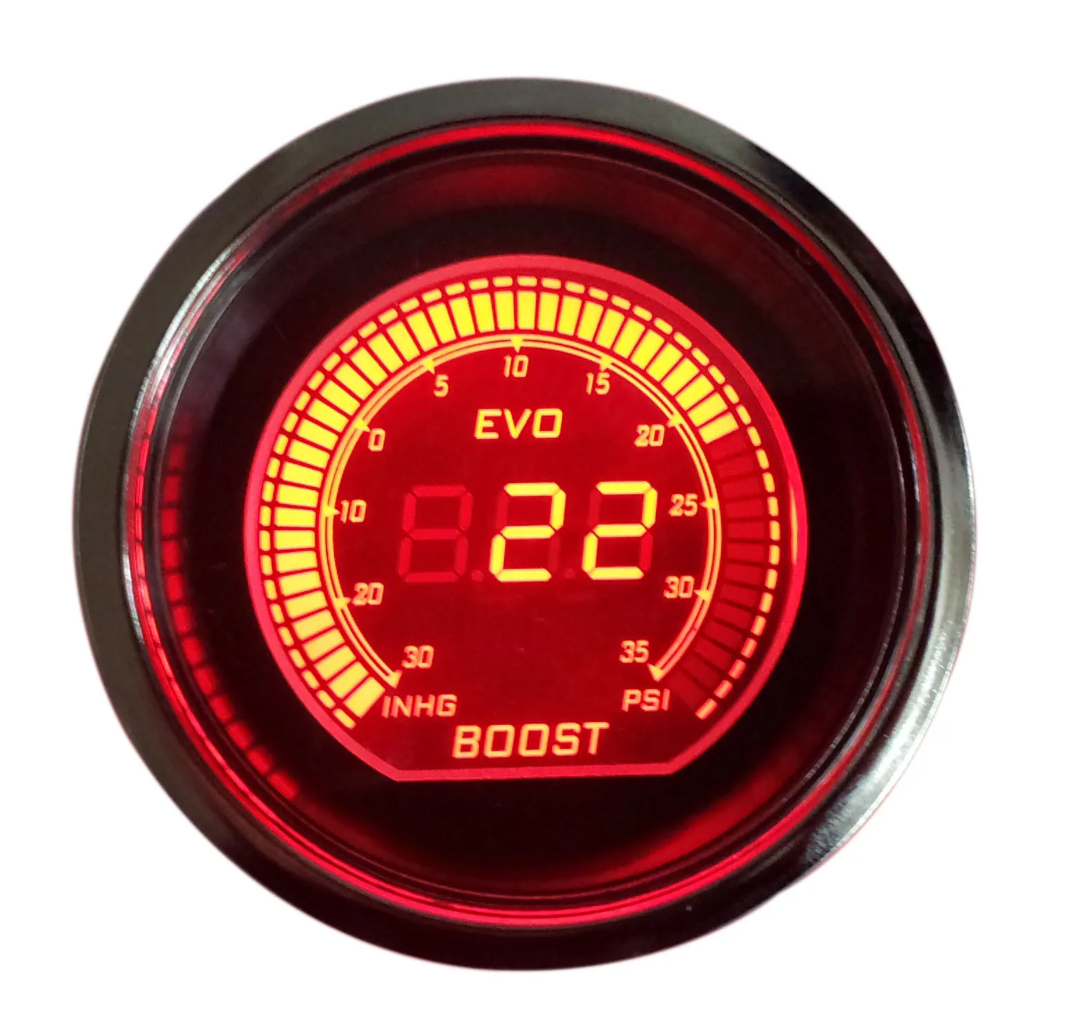Automotive Parts Black Shell, Red Dual Color Digital LCD Display, Turbocharger Gauge 2 inch 52MM