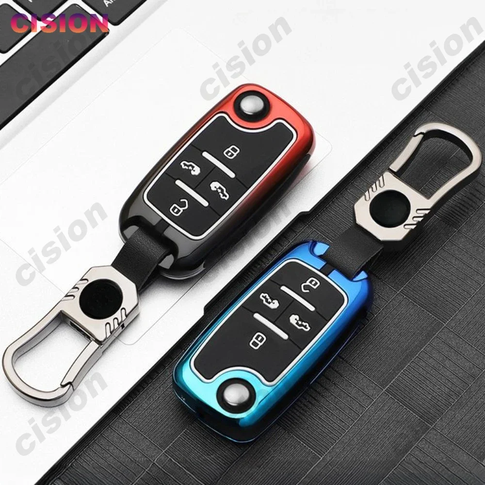 Zinc Alloy Silicone Flip Car Key Fob Case Cover Chain Remote Shell Holder For Volkswagen Sharan Multivan Caravelle Transporter