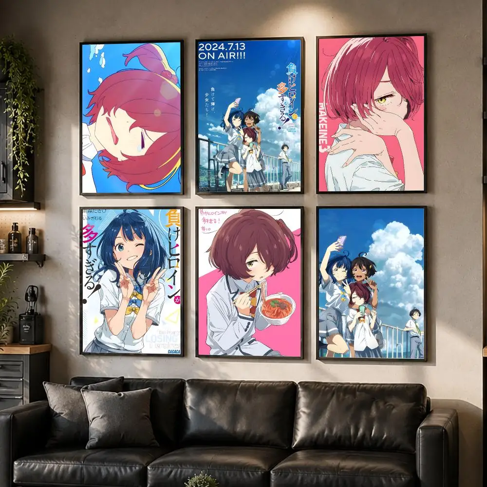 Makeine Too Many Losing Heroines! Poster Waterproof Sticky Wall Art Print For Bedroom Living Room Hallway Bar Home Decor
