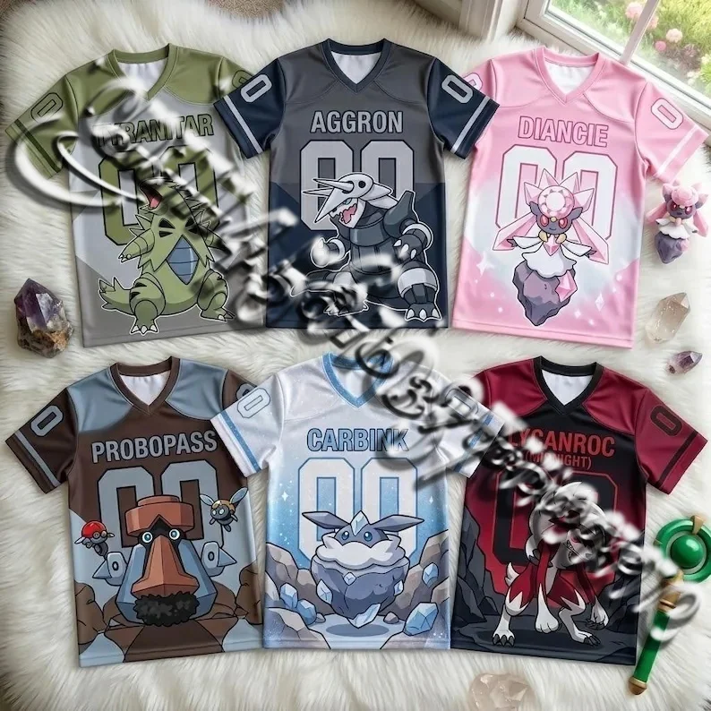 2026 Bandai Animation Theme Rugby Shirt Pok É Mon Full Character Sports Shirt Summer Oversized T-shirt Family Matching