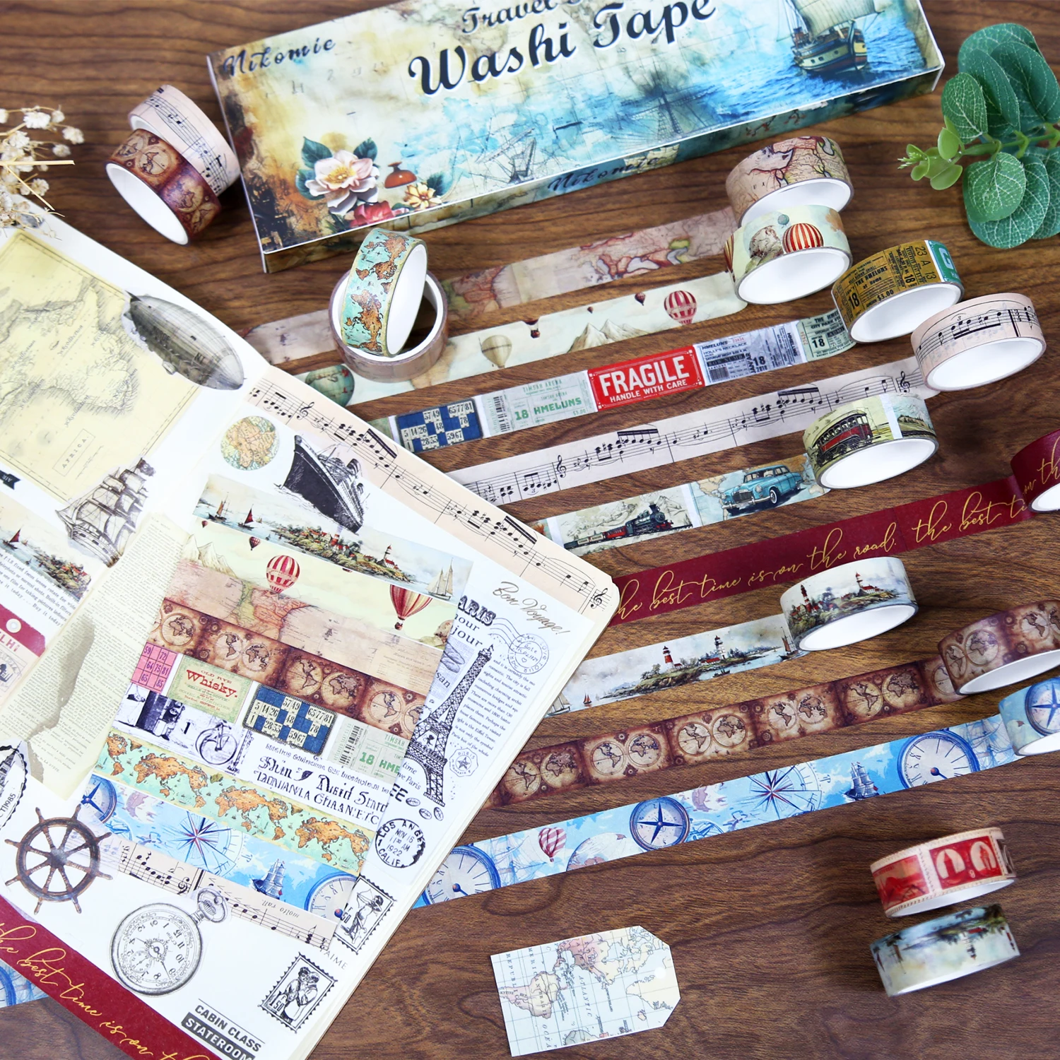 Vintage Washi Tape Set, 12 Rollen nautische Umrundung dekorative Tape, Vintage Map Art Tape für Notiz zubehör