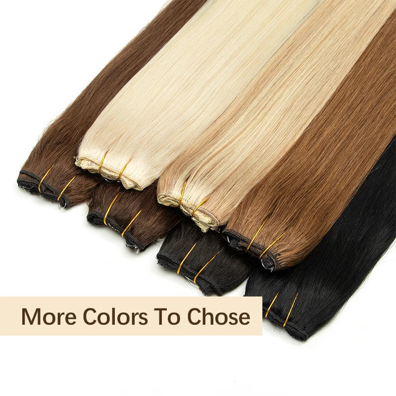 MRSHAIR Invisible Wire Line Clip in Human Hair Extensions One Piece Straight Blonde Natural Hair Extensions 12"-24" Fish Line - view 3