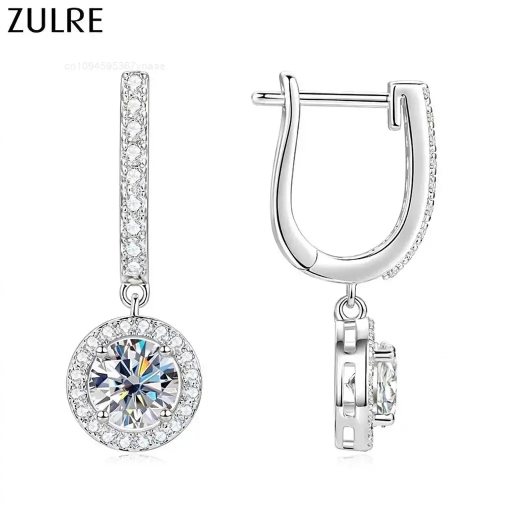 

New Luxury Shiny Anniversary Gift Classic 6.5mm 1CT Moissanite Earrings Tiny Piercing Huggies Hoop Drop Earrings Gift for Women