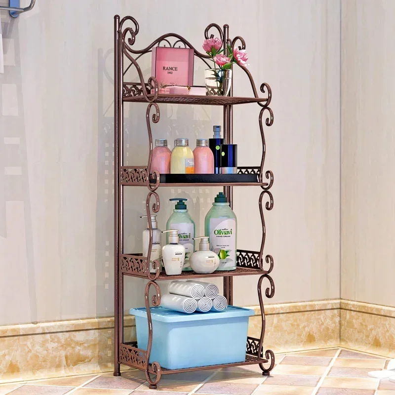 

Fashion Floor-standing Wrought Iron Multi-layer Shelf Bedroom Kitchen Balcony Storage Bathroom Shelf