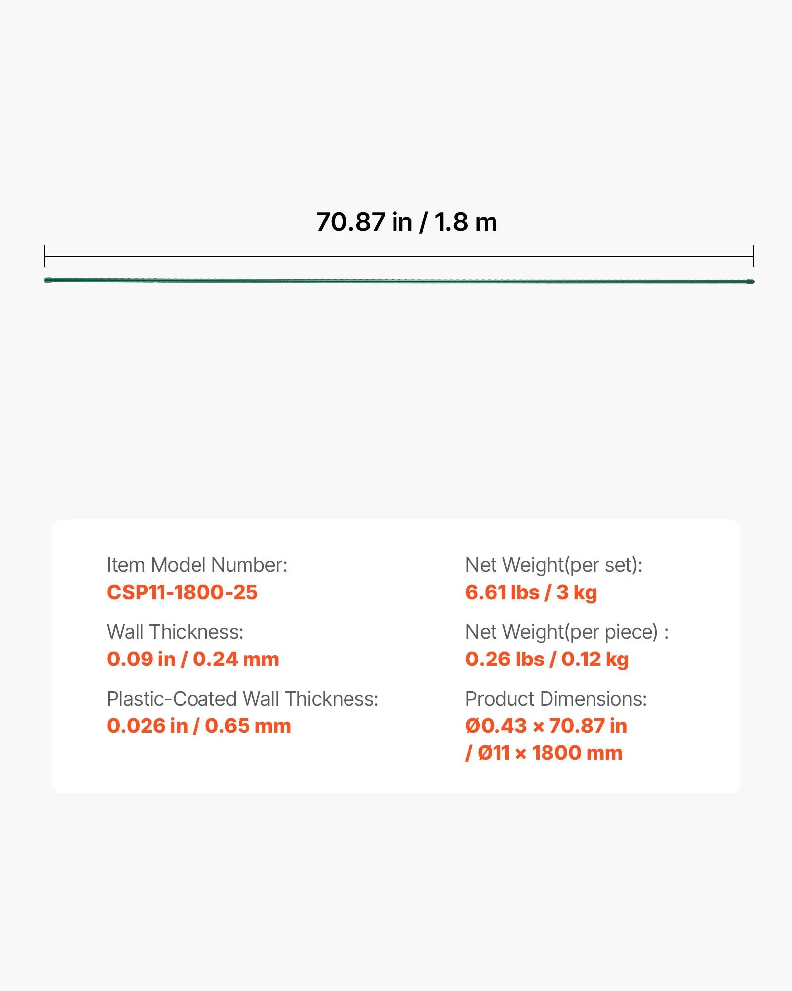 

Садовые опоры, 25 штук, 70,87 дюйма, металлические опоры для томатов с пластиковым покрытием, садовые палки для поддержки растений, с заостренным концом.