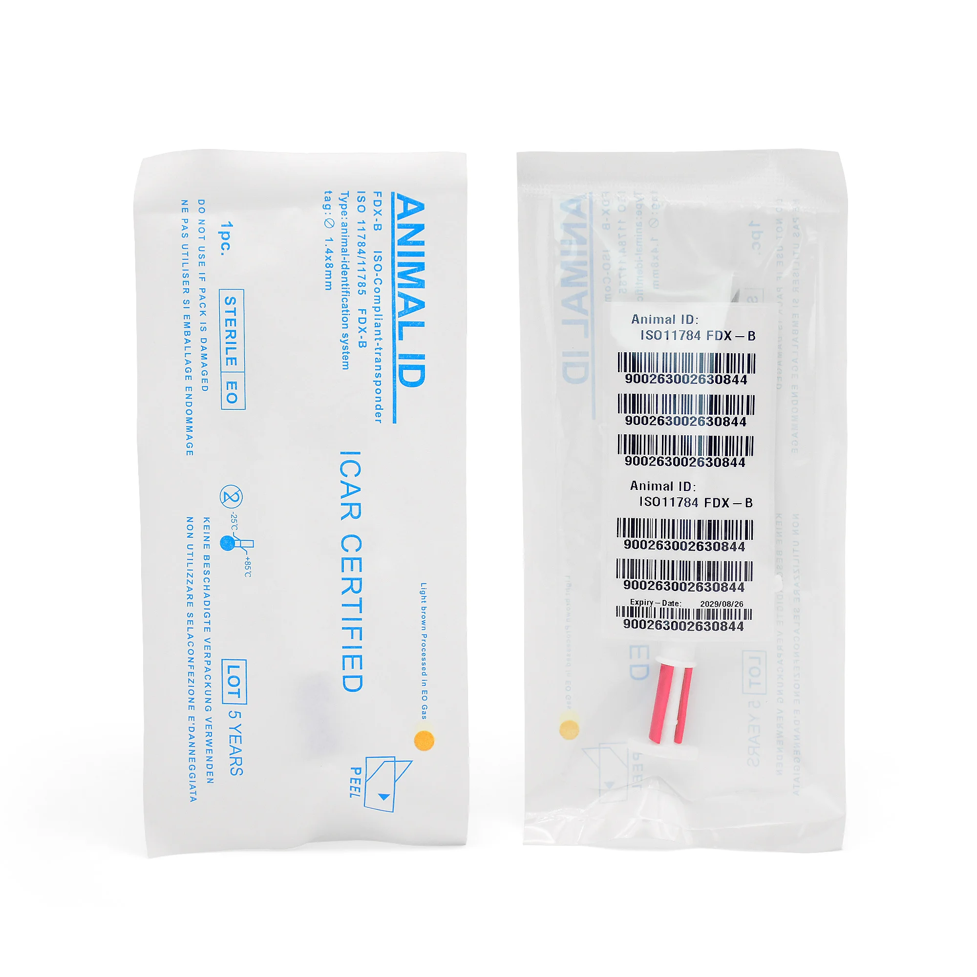 Free Shipping x100pcs Pet Microchips 1.4*8mm ISO11784/785 FDX-B cat dog,snake syringe