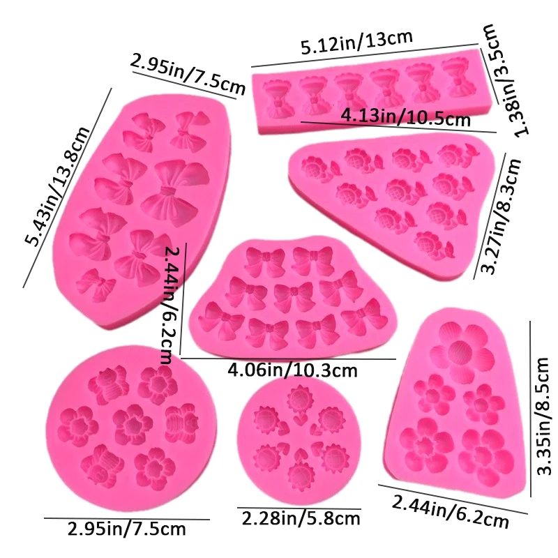 Cute Cartoon Flowers Bow Bee Fondant Silicone Molds DIY Cupcake Fondant Cake Decorating Chocolate Candy Baking Mold