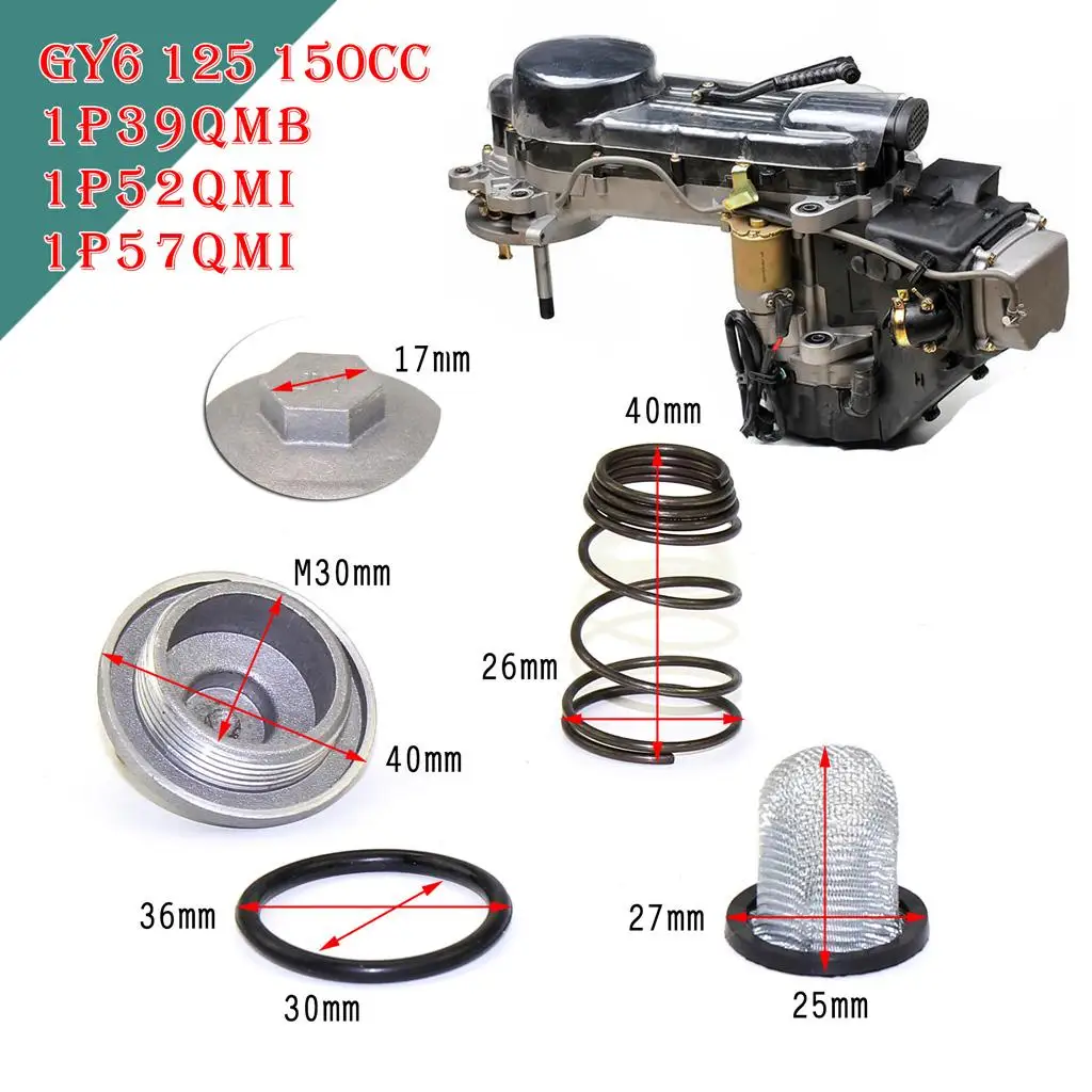 Aluminum Oil Filter Drain Plug Universal Oil Screen Cleaner Cap with Spring for Chinese Moped Scooter GY6 Engine Parts