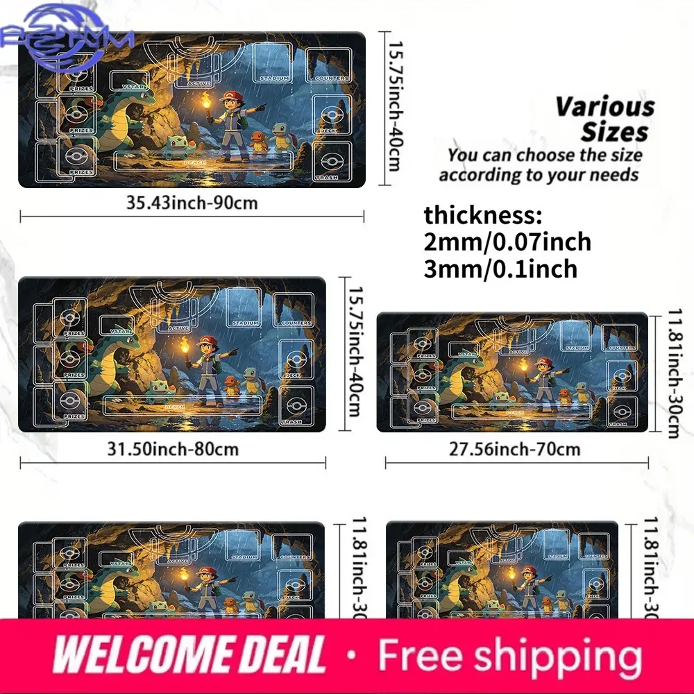 Cave Exploration Anime Rubber Mousepad, Non-slip Large Table Mat for Card Games, Multiple Sizes Available