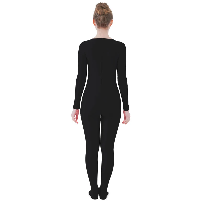 바디 슈트 스트레치 크루 넥 여성 지퍼 유니 타드 Bodycon 점프 슈트 다양한 활동을위한 레오타드 코스프레