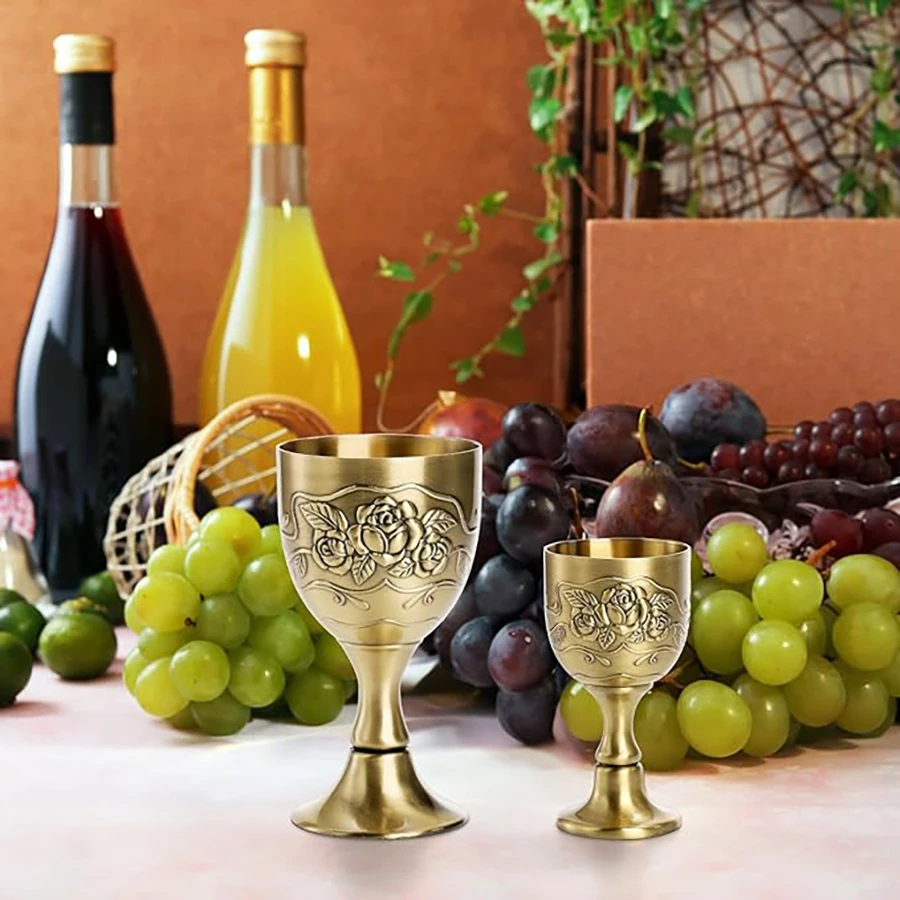 خمر كأس زهرة تنقش الذهب بالتواصل كوب النحاس معدن النبيذ العقيق زهرة تنقش كؤوس لقطة أكواب النبيذ المعدنية النحاس #5