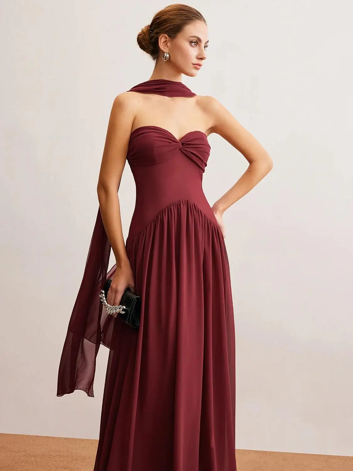 Vestidos de dama de honor con corsé plisado, vestido largo de gasa para mujer, vestido de noche Formal, vestido de fiesta elegante para mujer 2025