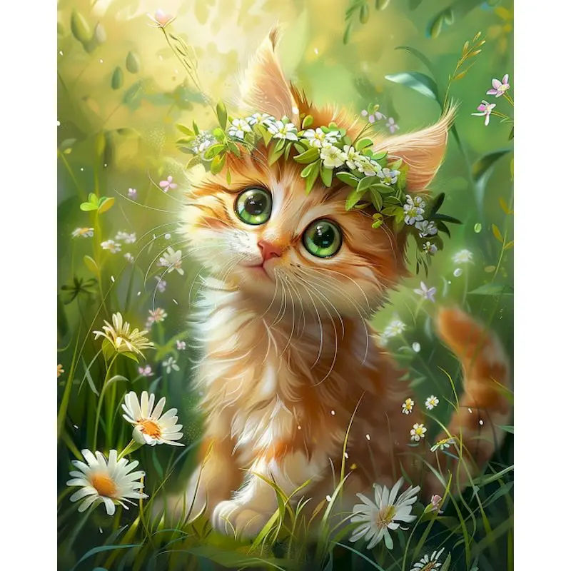 

RUOPOTY акриловая картина «сделай сам» по номерам цветок кошка современная краска по номерам для домашнего настенного художественного декора