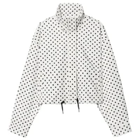 HXAO Polka Dot Bomber Jacket Women's Jackets Demi-Season Oversized Long Sleeve Top Outerwear Aviator Plus Size Zip Up Crop Coats - Image 2