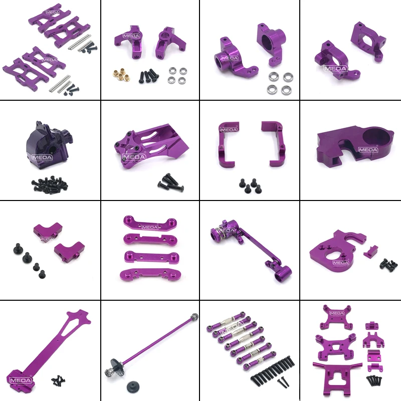 Wltoys 124018 124019 RC Car 1:12 Purple All Upgrade Metal Spare Parts 4WD C Type Seat/Central Drive Shaft Assembly/Axle/Bearing