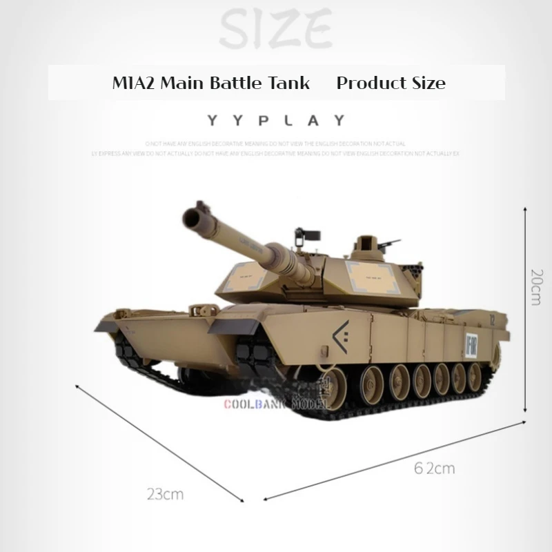 Henglong 2,4 GHz rook met één knop 1/16 torentje 320 °   Rotatiesimulatie M1a2 Elektrische afstandsbediening Tank Boy Gift