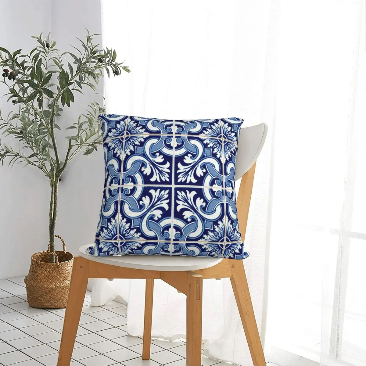Azulejo Lisbon Azulejos Lisboa غطاء وسادة مربع وسادة رمي وسادة للمنزل أريكة غرفة المعيشة