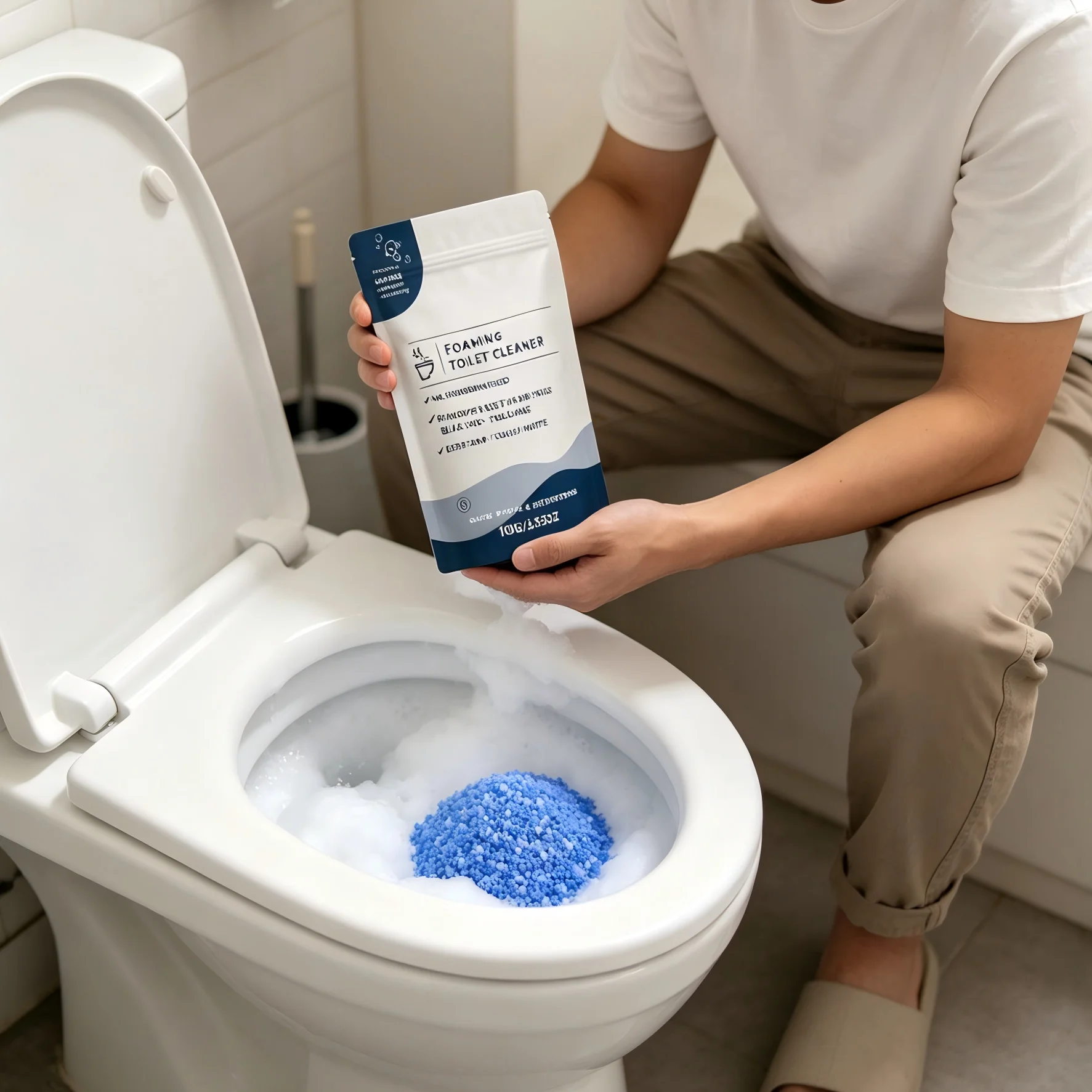 Toilet Foam Cleaner Self Activating Toilet Bowl Cleaning Odor Eliminator Stain Remover Household Bathroom Toilet Cleaning Powder