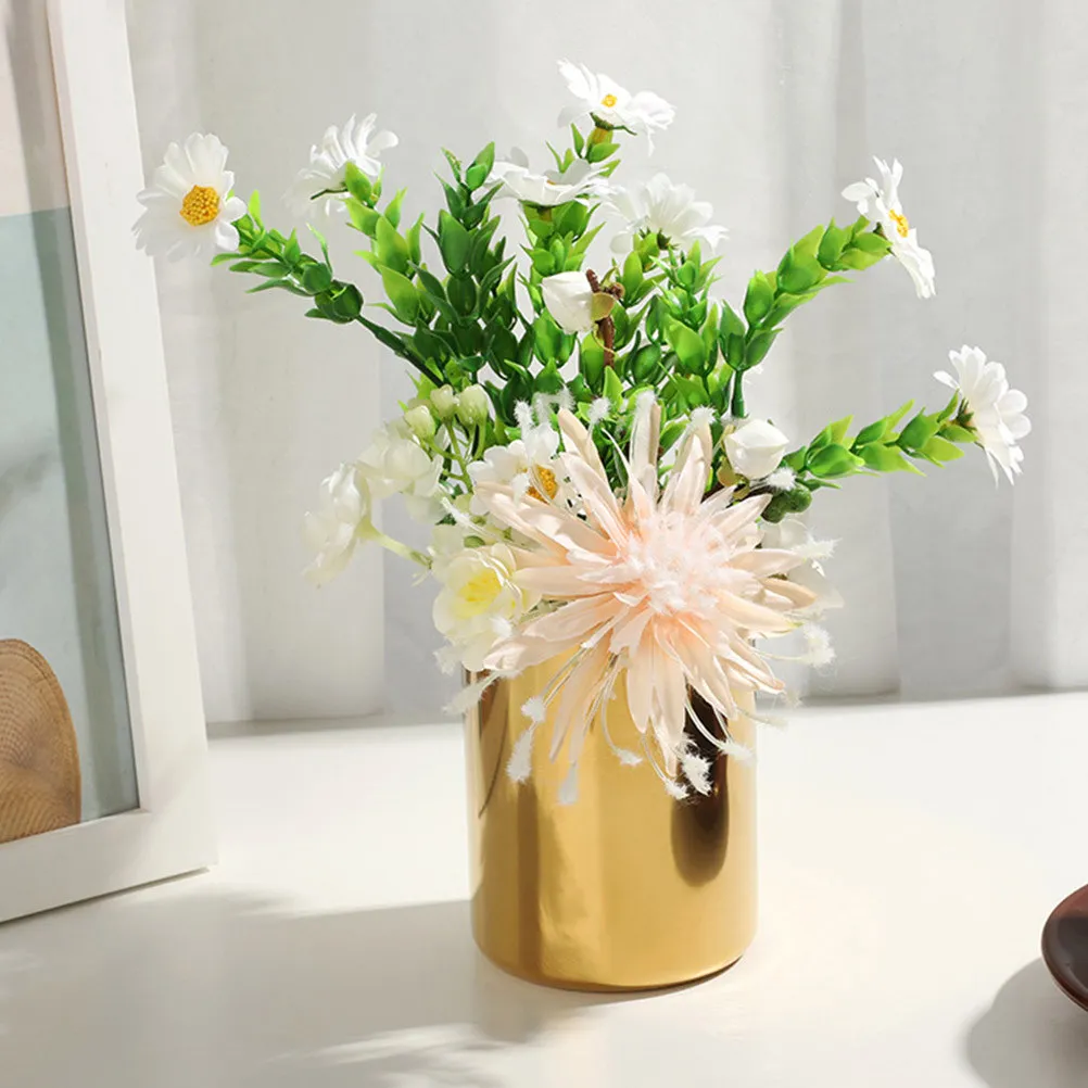 Stainless Steel Pen Holder Pencil Container Stationery Brush Flower Vase Desk Organizer Storage Solution