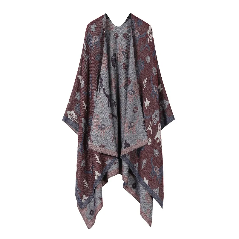 ヨーロッパ系アメリカ人の人気のタッセル肥厚カシミアのような国民風トラベルフォークショールスカーフ秋のポンチョケープ