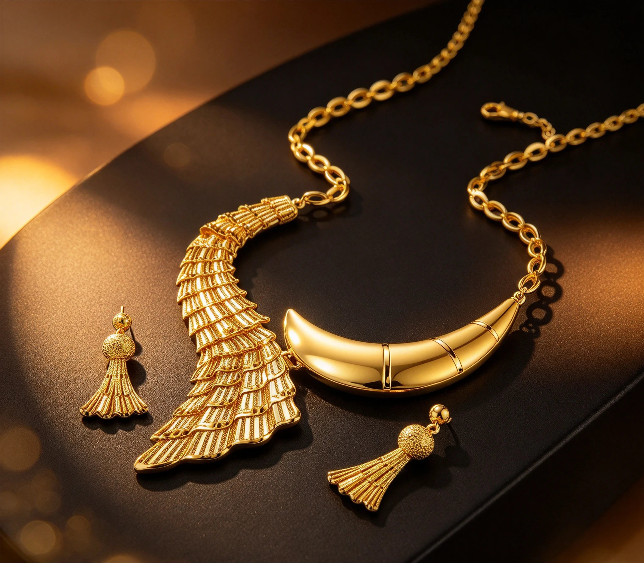 Phoenix Tail Necklace Earrings Wedding Set Cross-border AU9999 Fashion Heavy Industry Jewelry Set Wome Giving gift for a friend
