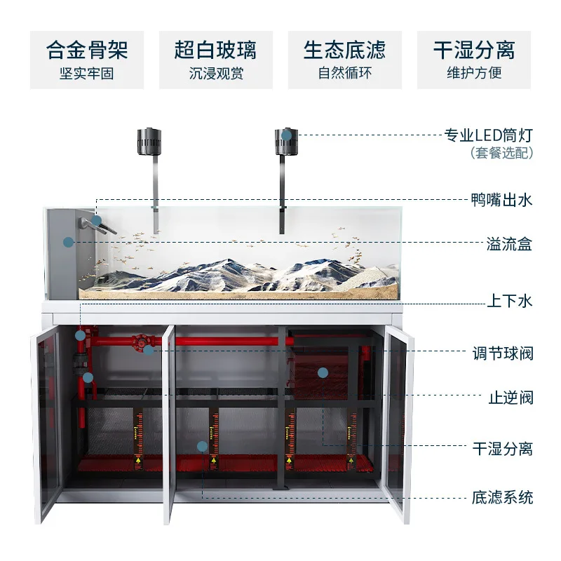 Ecological aquatic tank new aquarium tank industrial wind living room landscaping medium and large