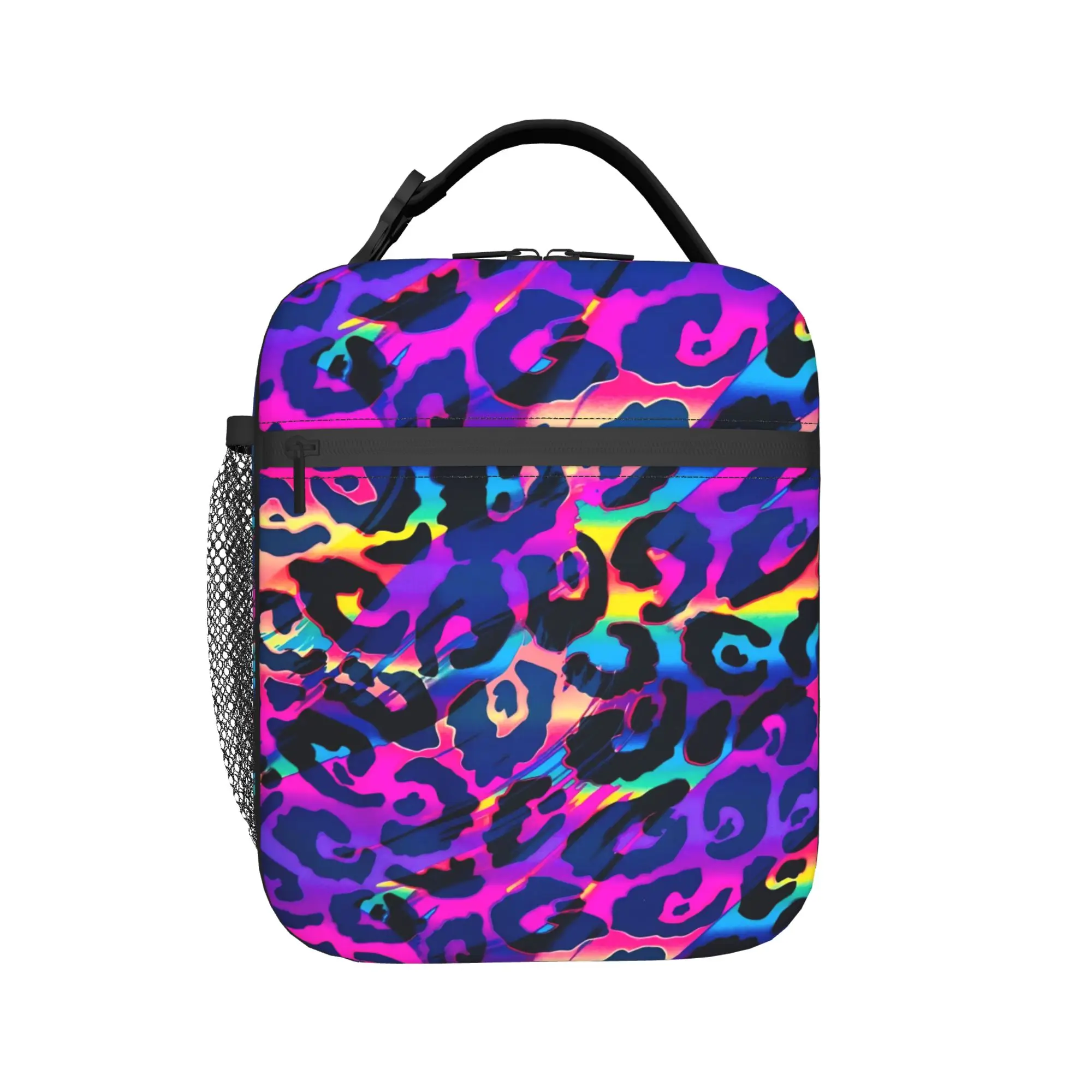 Psychedelic 80s Leopard Lunch Bag Abstract Art Leisure Lunch Box For Child Cooler Bag Waterproof Print Thermal Tote Handbags