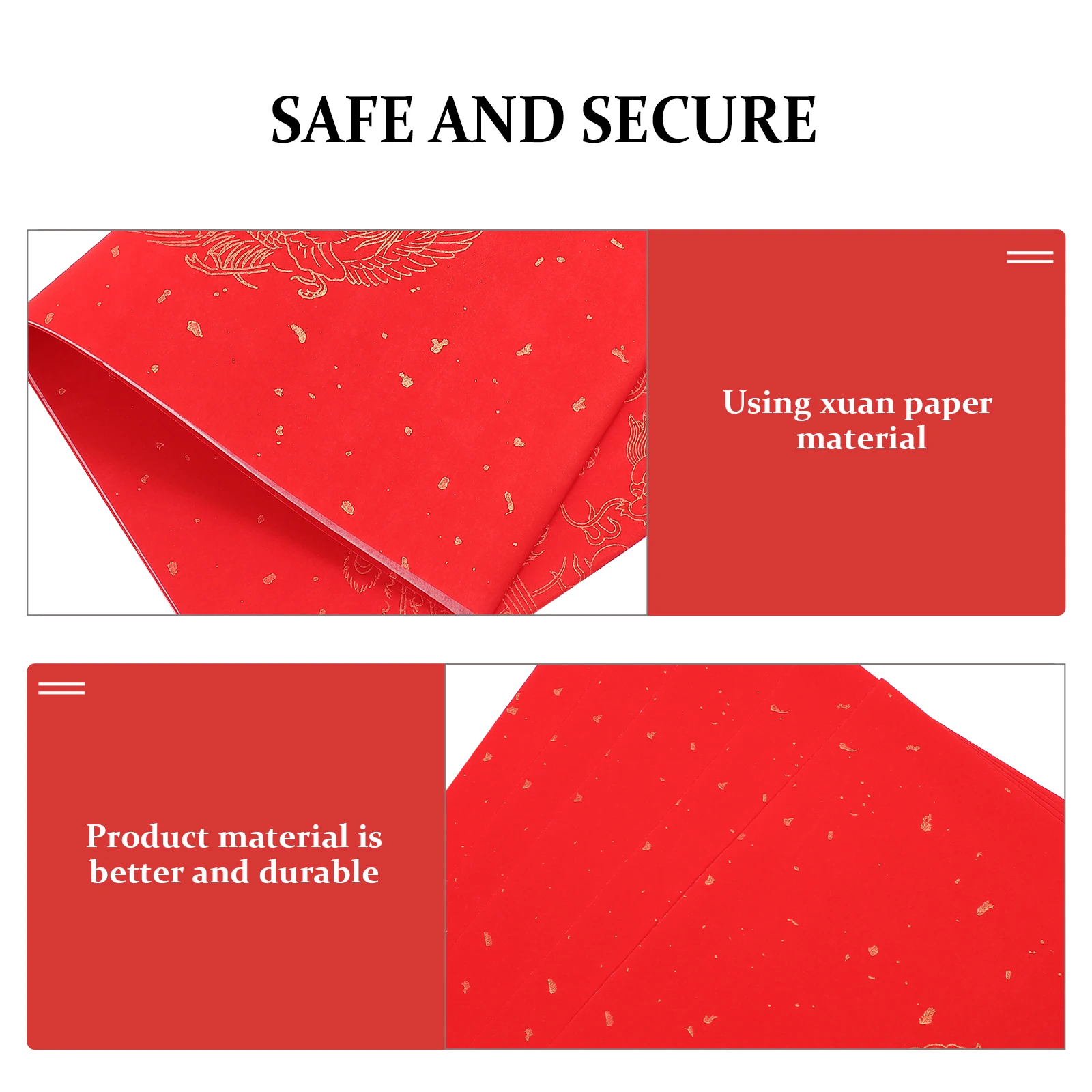 

30Pcs Red Calligraphy Xuan Paper Couplets Natural Safe Paper for Chinese Spring Festival Decorating Doors New Year Decor