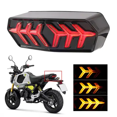 훈제 LED 테일 브레이크 라이트 Honda GROM MSX125 CB650F CB650F CTXN700 오토바이 액세서리 용 통합 순차 회전 신호
