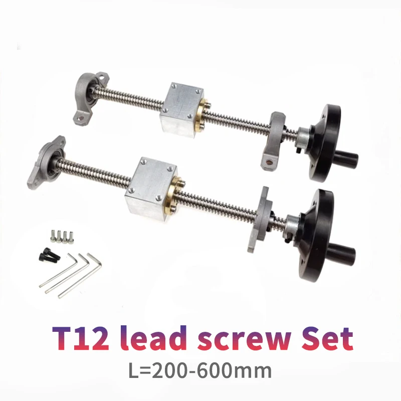 

handwheel lead guide rail screw T12 lead screw 12mm 250 300 400 500mm + Vertical bracket DIY simple slide