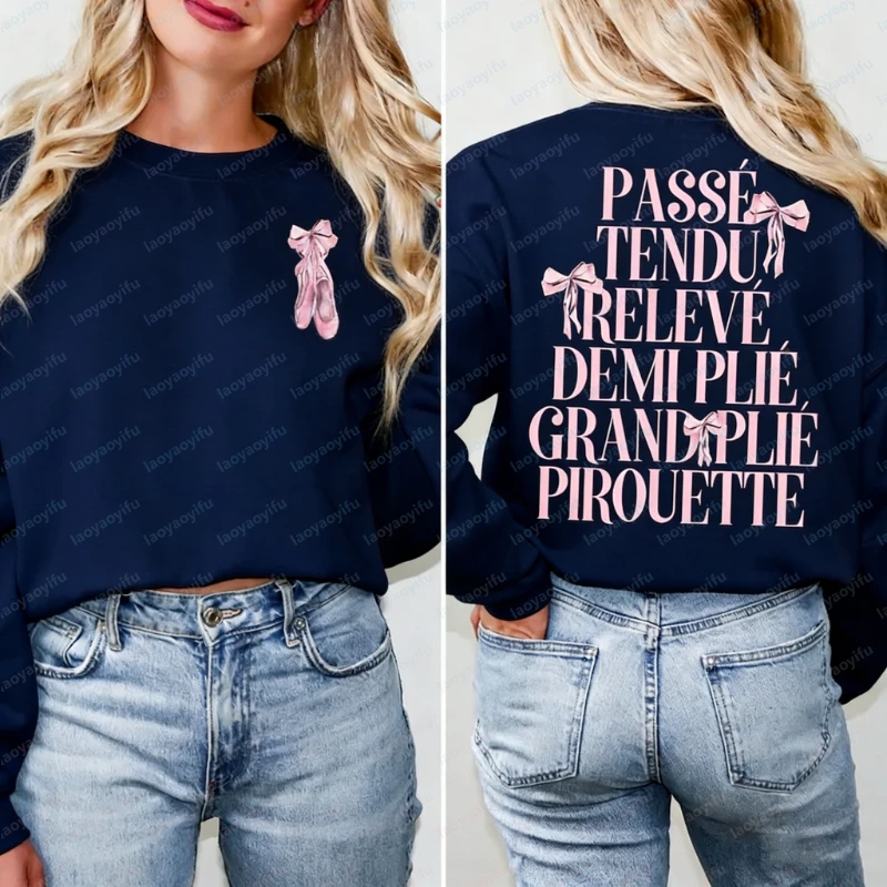 Ballet Top Soft Girl Aesthetic Clothes Hyper Feminine Balletcore Preppy Stuff Coquette Winter Long Sleeve Keep Warm Sweatshirt
