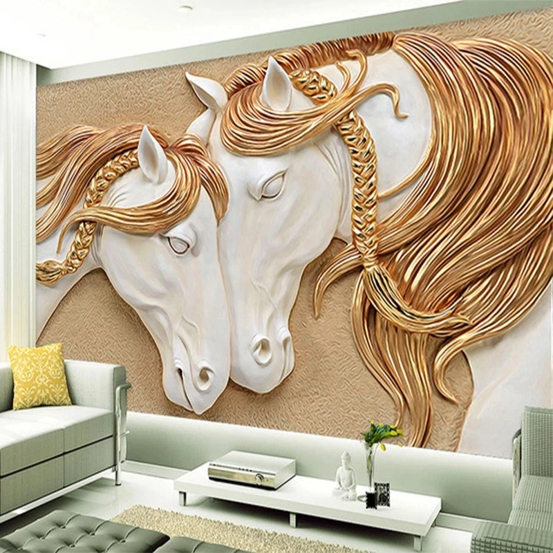 Customized Modern Bohemia 3D Relief horse Photo Mural Hotel Restaurant Cafe Living Room Abstract Art Wallpaper bedroom study 8d