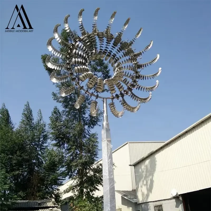 Outdoor Lawn Patio Garden Decoration Magic Kinetic Windmill Large Metal Garden 3D Wind Powered Kinetic Sculpture