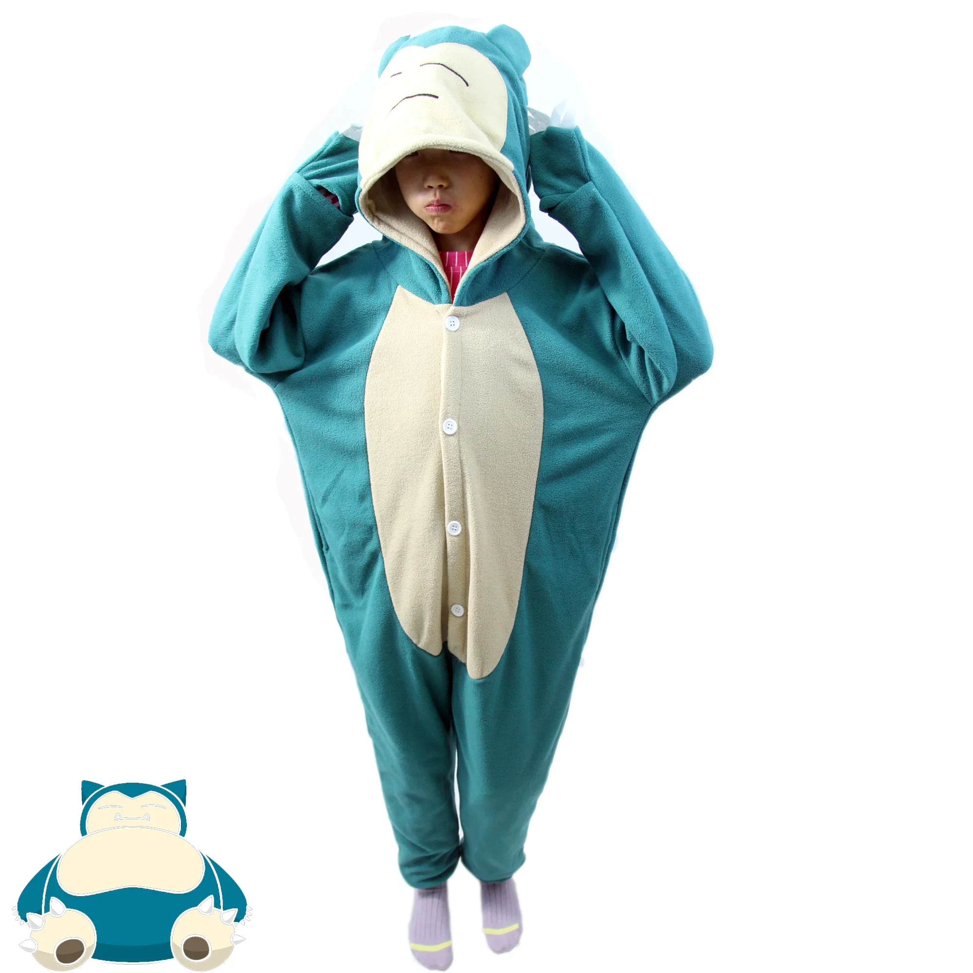 Kids Snorlax Onesie Cosplay Costume For Halloween Kigurumi Fleece Full Body Pijama Christmas Anime One-Piece Easter Pajamas