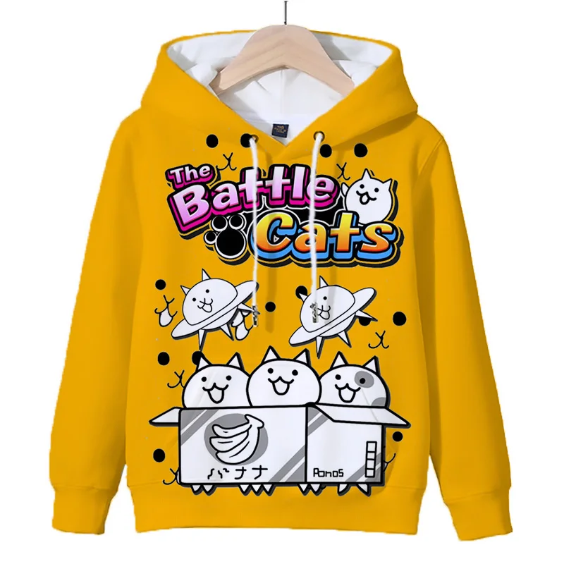 Sudadera con capucha de dibujos animados The Battle Cats para niños y niñas, Tops de otoño, jersey de manga larga, ropa de calle de moda para niños