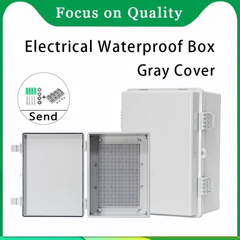 IP66 Waterproof Junction Box Gray Cover Electrical Enclosure ABS Plastic Connections Box Outdoor Power Distribution Case