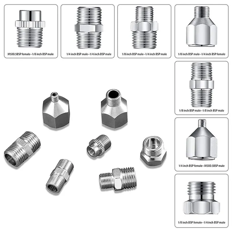 ABKY-Airbrush Adapter Set(10Pcs) Includes 1.8M Nylon Braided Hose And Quick Release Disconnect Couplers