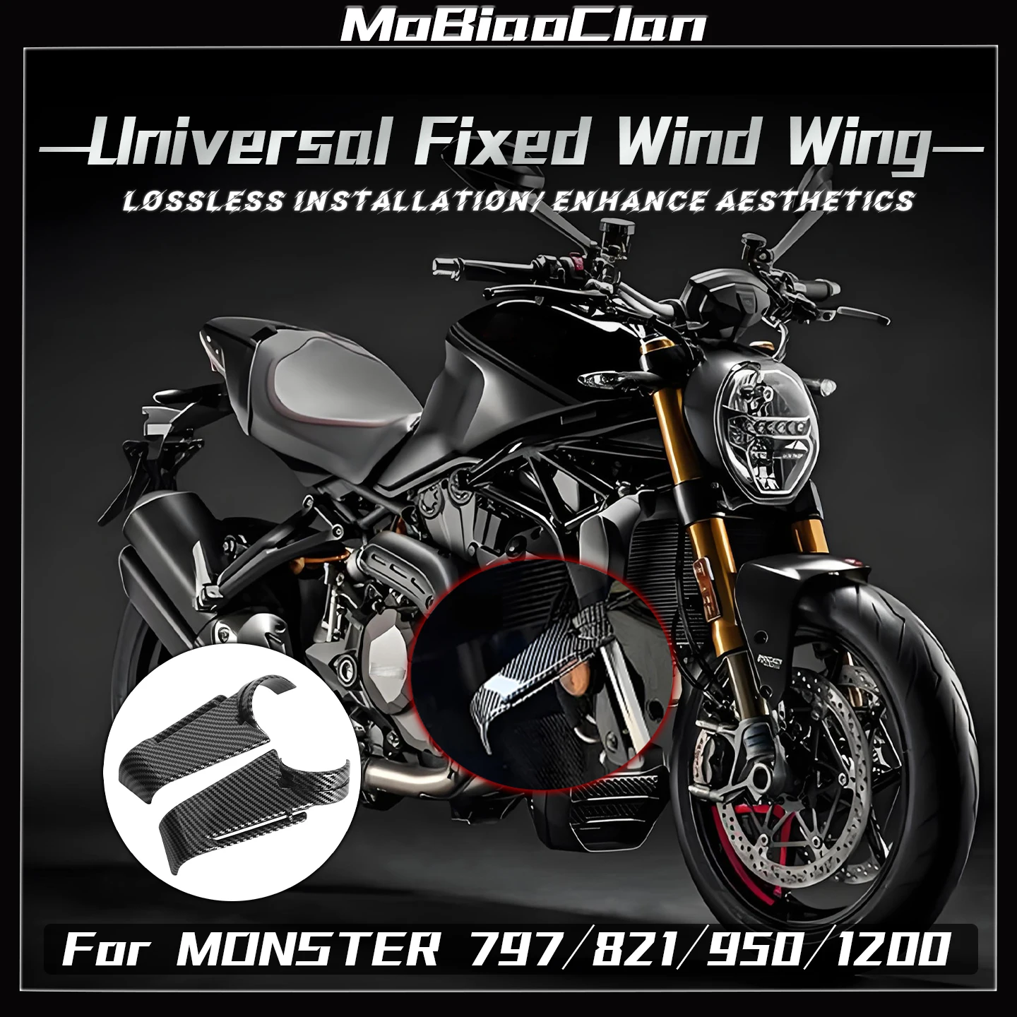 

Для Ducati Monster 950 Monster 821 1200 797 поглощающее отверстие с фиксированным крылом, боковая направляющая пластина, детали мотоцикла, универсальное фиксированное крыло