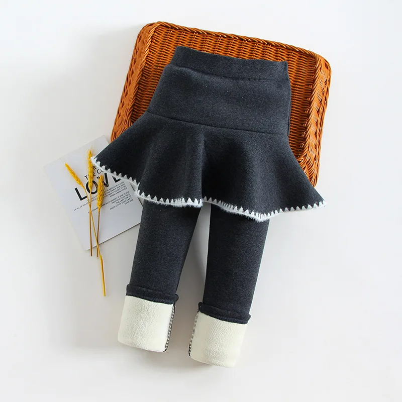 New Winter Girls Skirt Pants For Girls Plus Velvet Thicker  Leggings Children's Clothes Tutu Pants Toddler Warm Thick Trousers image 6