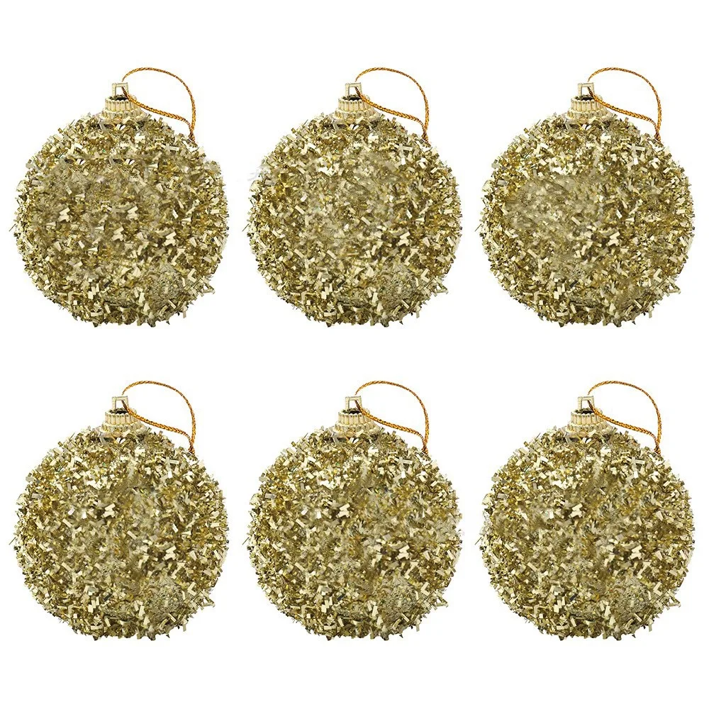 

6Pcs/Set Creative Christmas Decoration Pendant 6cm Shiny Christmas Tree Decoration Shatterproof Solid Color