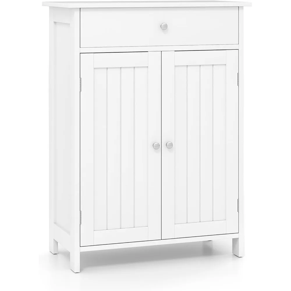 

Tangkula Bathroom Storage Cabinet, Freestanding Floor Organizer w/ 2 Doors, 1 Drawer & 1 Adjustable Shelf, Modern Home Bathroom